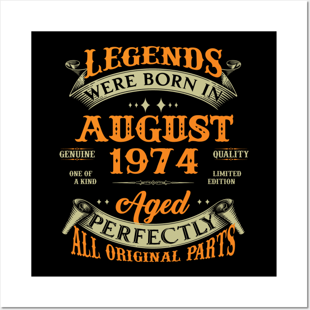 Legends Were Born In August 1974 50 Years Old 50th Birthday Gift Wall Art by Kontjo